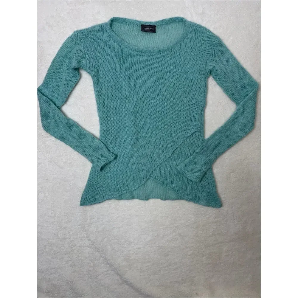 Wooden Ships Sweater Light Weight  Mint Blue Green Crewneck Mohair Wool Size M/L